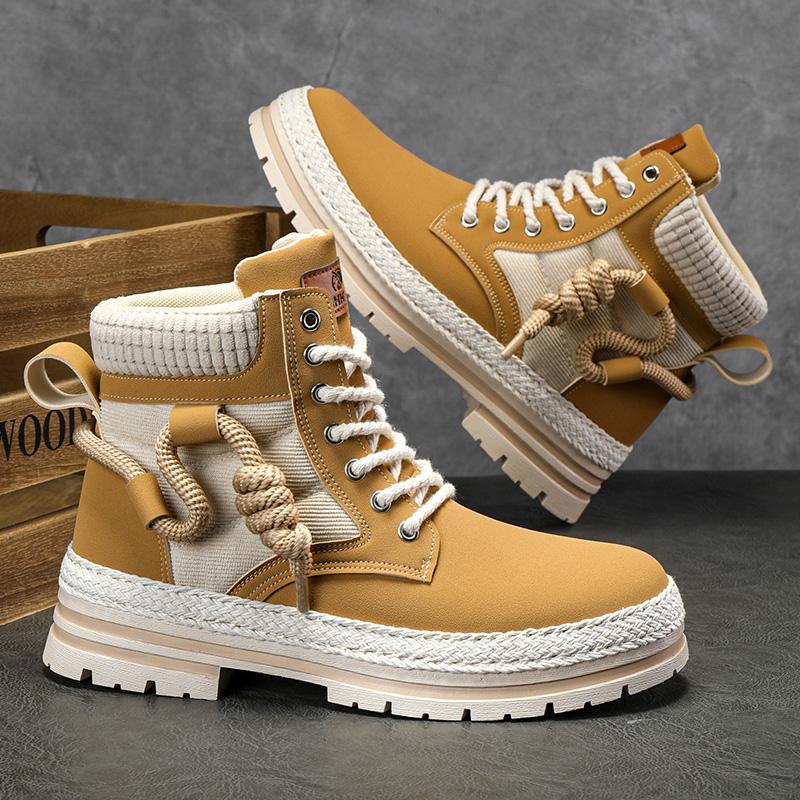 Модная мужская повседневная обувь для активного отдыха Модные модные цветные рабочие ботинки Нескользящие ботинки по щиколотку Износостойкая мужская обувь для ходьбы