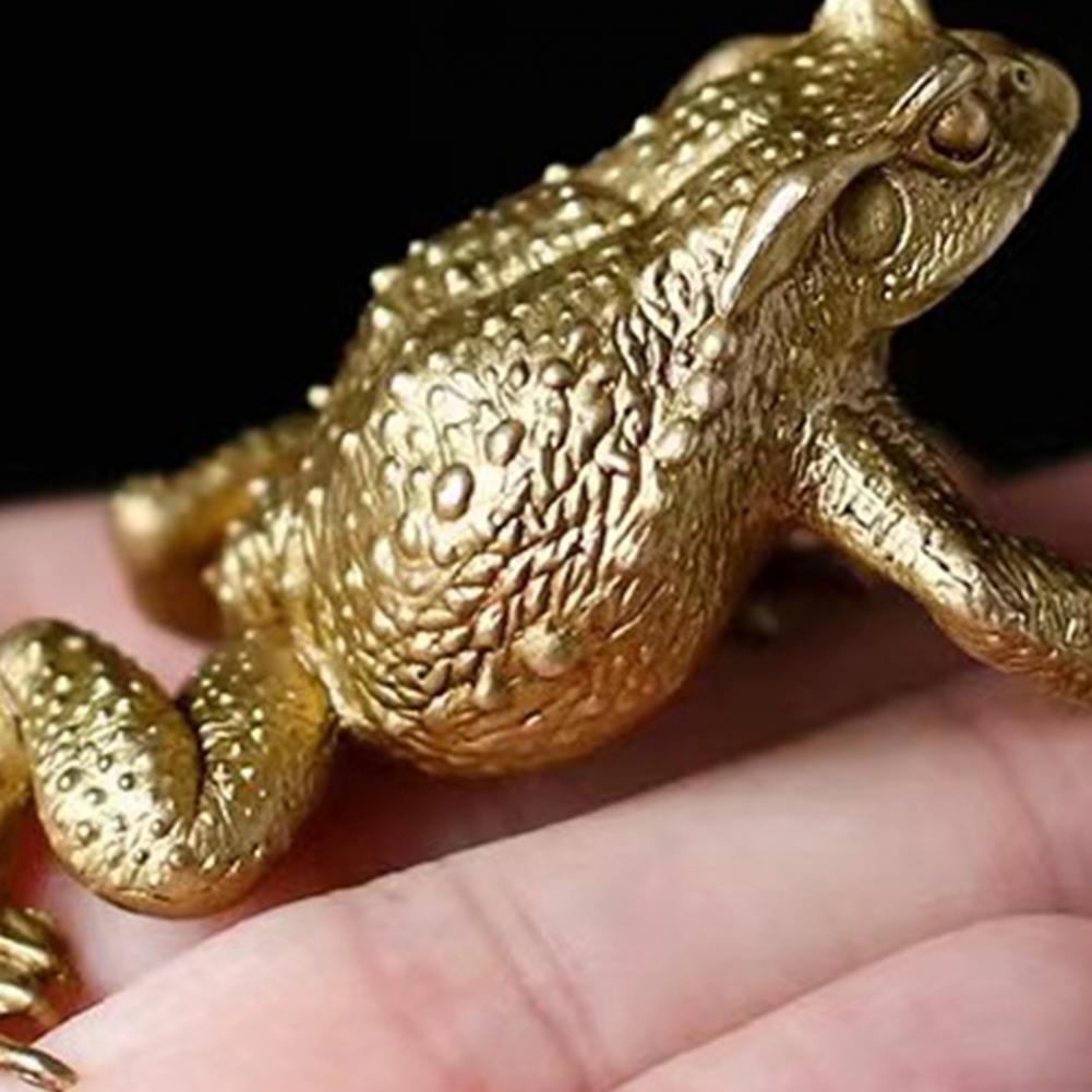 6cm Brass Toad Figurine Brass Lucky Animal Frog Figure Model Statue Sculpture Toy Desktop Feng Shui Decoration Ornament Festival