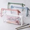 Clear Pencil Pouch Transparent Pencil Case with Zipper Stationery Toiletries Organizer Travel Cosmetic Makeup Storage Bag for School Office Supplies