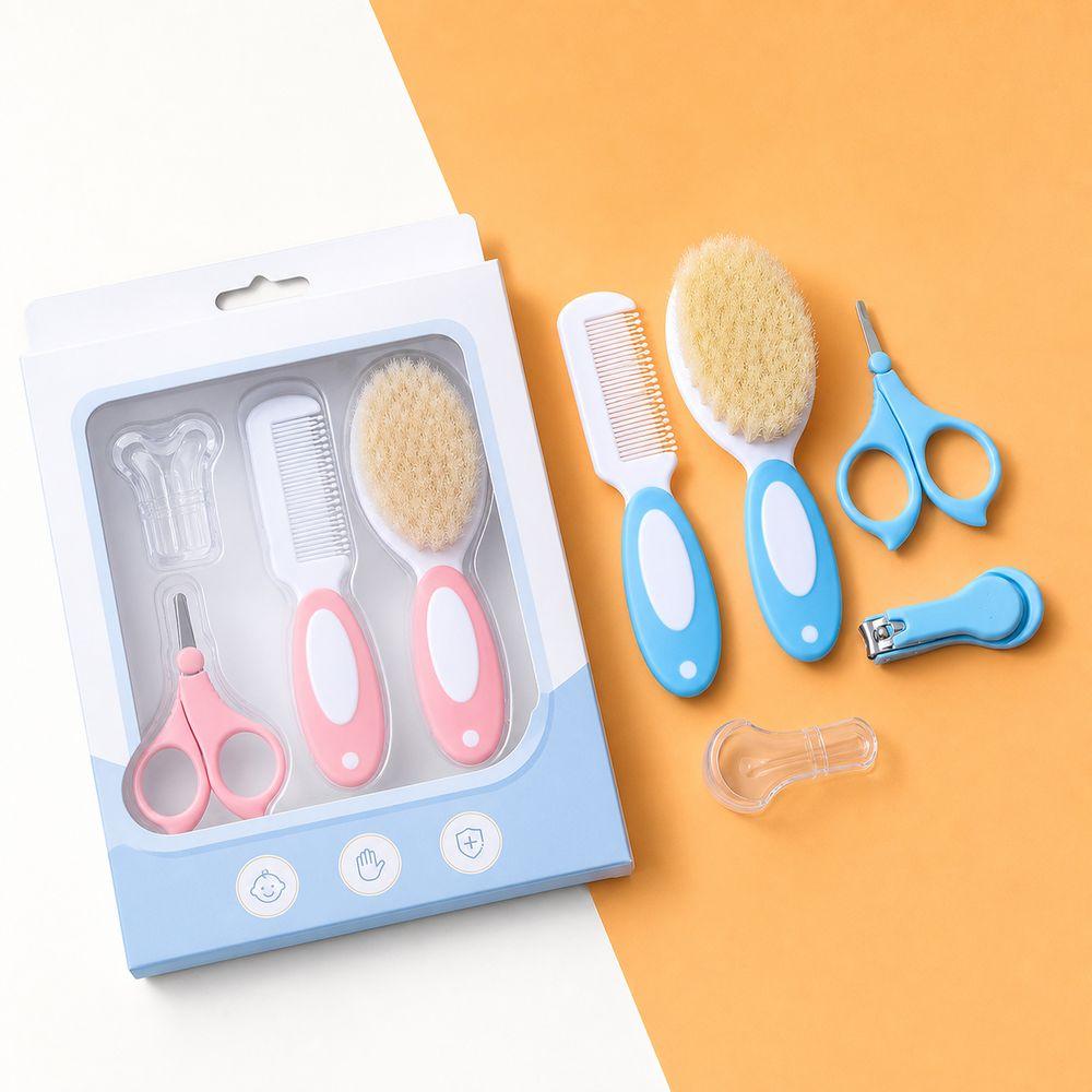 Soft Nylon Infant Care Set Round Tip Baby Nail Clipper Gifts Baby Brush Comb Set  Baby Grooming Kit