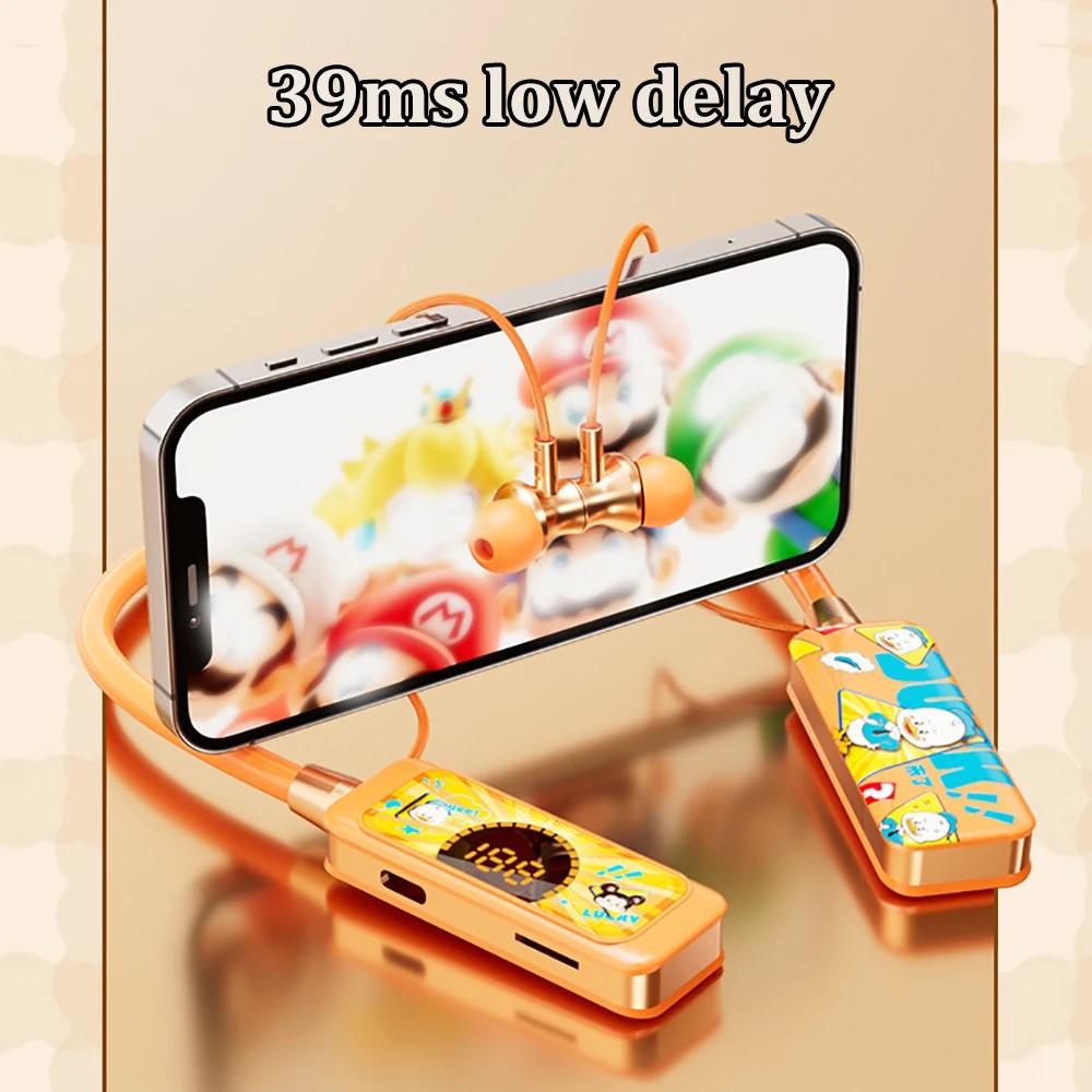 Bluetooth 5.4 Headphones Neckband Earphones Bluetooth Headsets Noise Reduction Earbuds Voice Assistant Ears Back Support TF Play