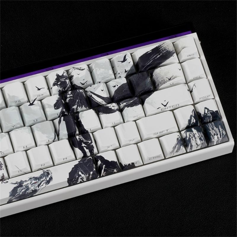 Оригинальные колпачки для клавиш из PBT-пластика, сублимационная печать, боковая печать, для небольших механических клавиатур, раскладка 60% 68%.