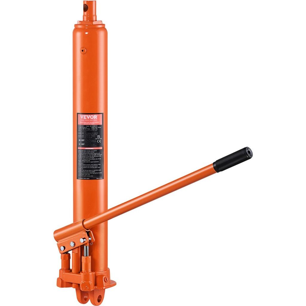 Hydraulic Long Ram Jack, 8 Ton Engine Hoist Cylinder with Double Piston Pump And Clevis Base, Hydraulic Ram Cylinder for Engine Lift Hoists, Hydraulic