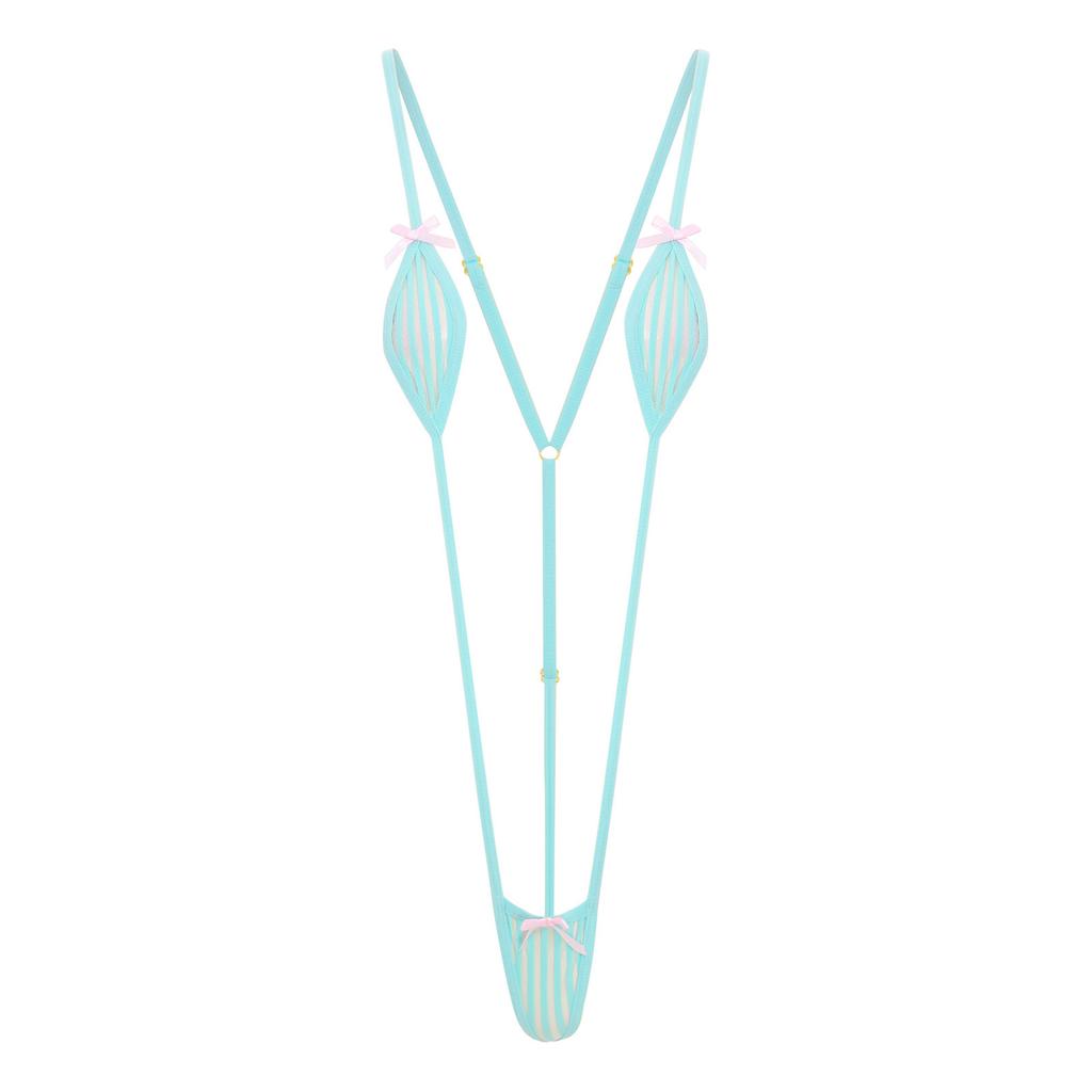 Womens Micro Bikini Halter Bodysuit T-back Monokini Swimwear Nightwear