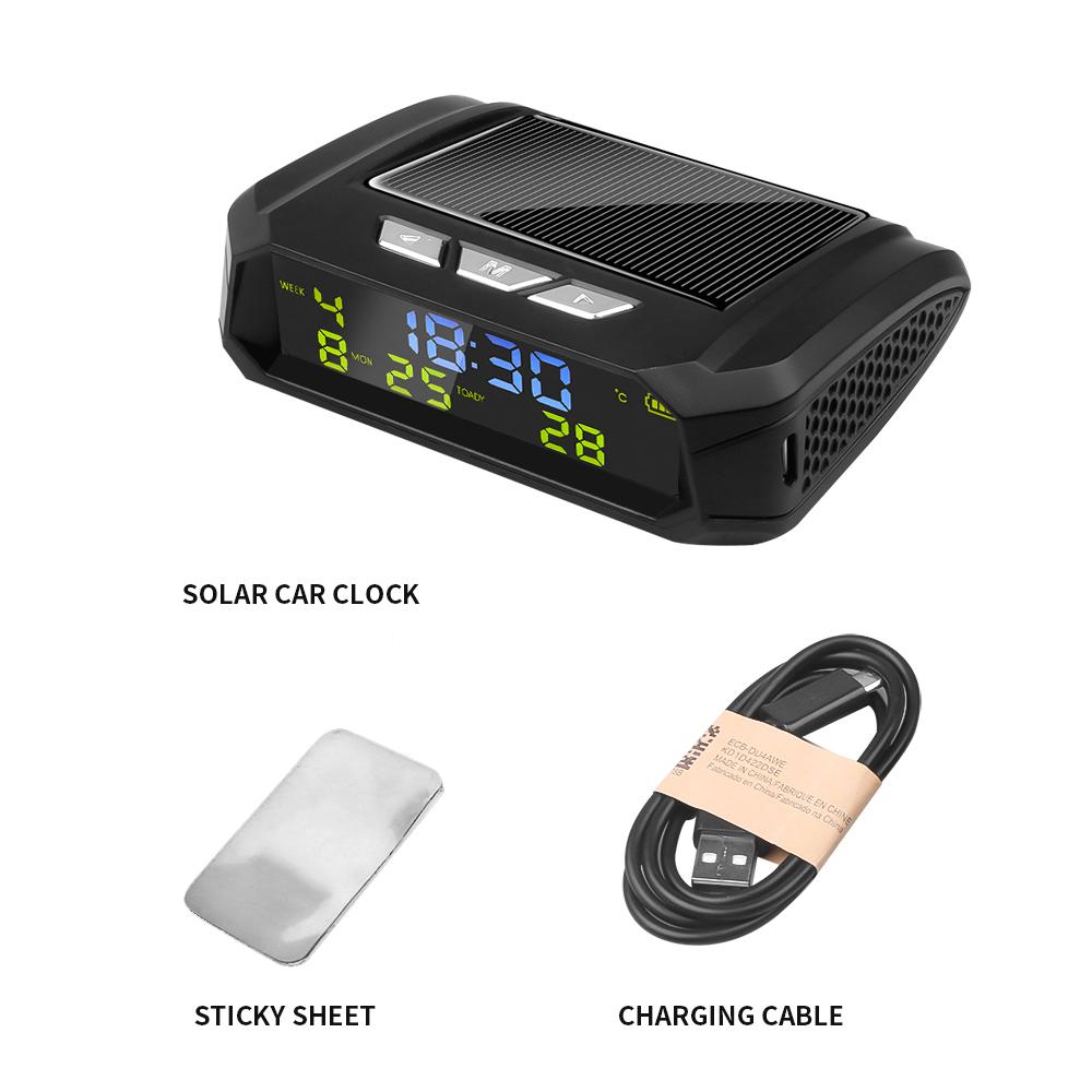 Солнечные автомобильные часы с ЖК-дисплеем даты и времени в автомобиле, цифровые часы для украшения автомобиля