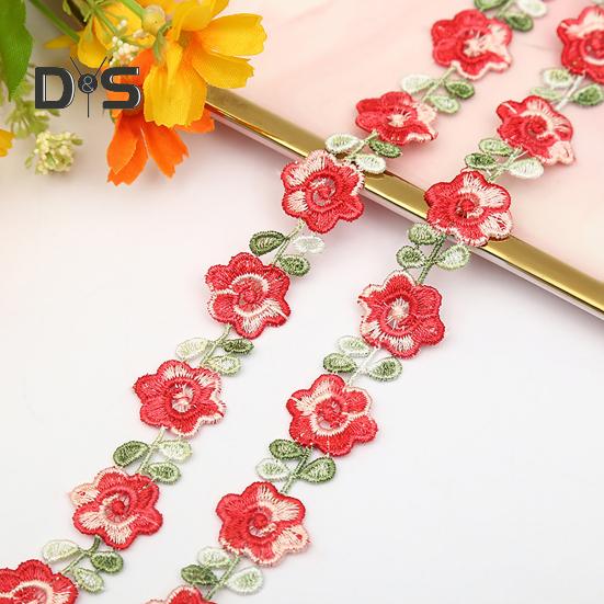 Цветочная кружевная отделка лента яркий цвет широко используется DIY ремесла вышитые крючком кружева отделка ткани украшения для шитья