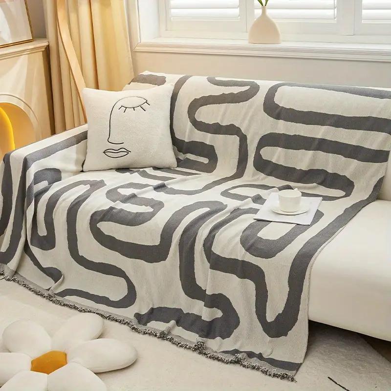 Чехол для дивана с простым узором, двусторонний чехол для дивана из синели, чехол для 3-местного дивана в гостиной, универсальный чехол Four Seasons