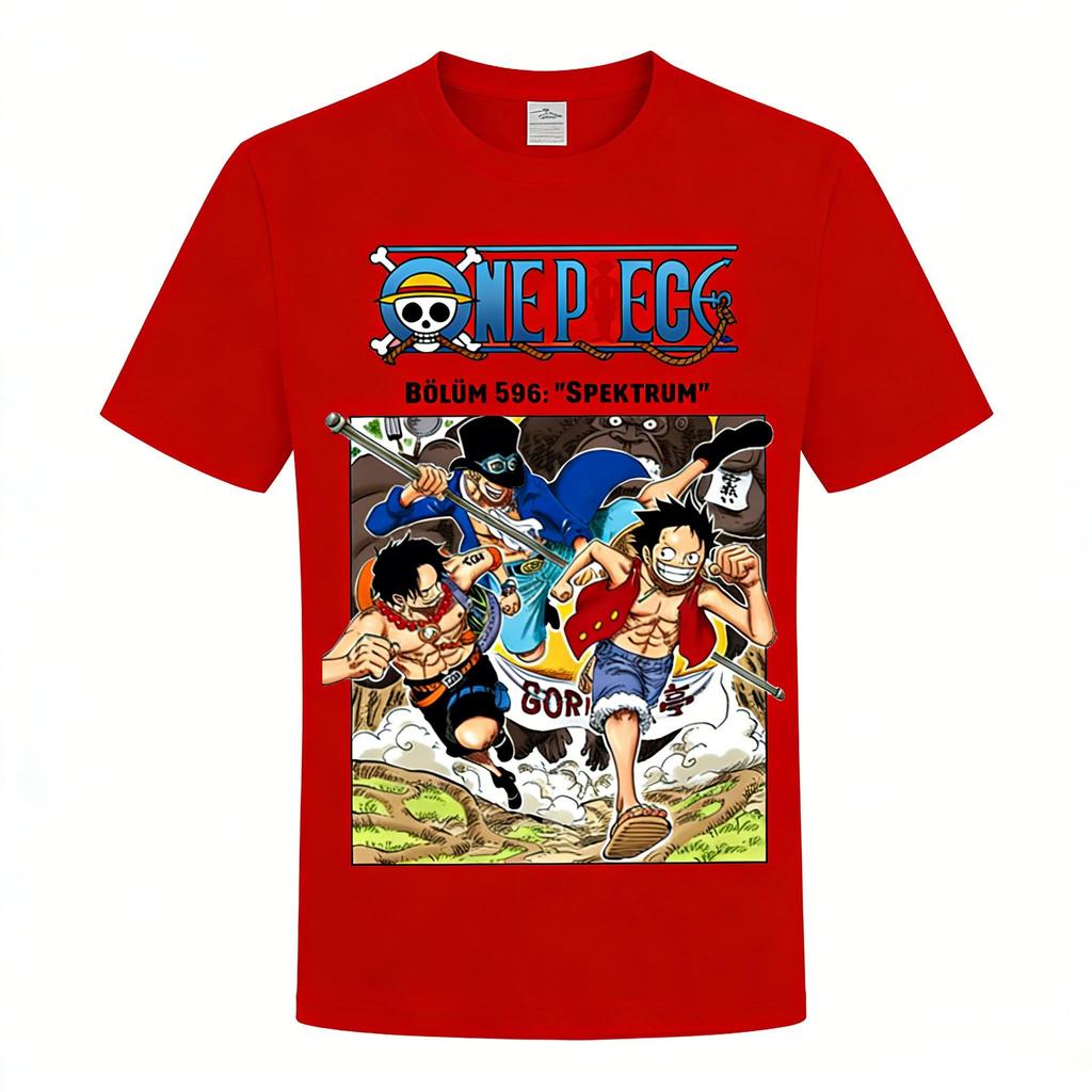 Аниме Футболка One Piece с принтом Луффи Мужская Женская Хлопковая с Коротким Рукавом 2026 Лето Манга Уличная Одежда Повседневные Топы Y2k