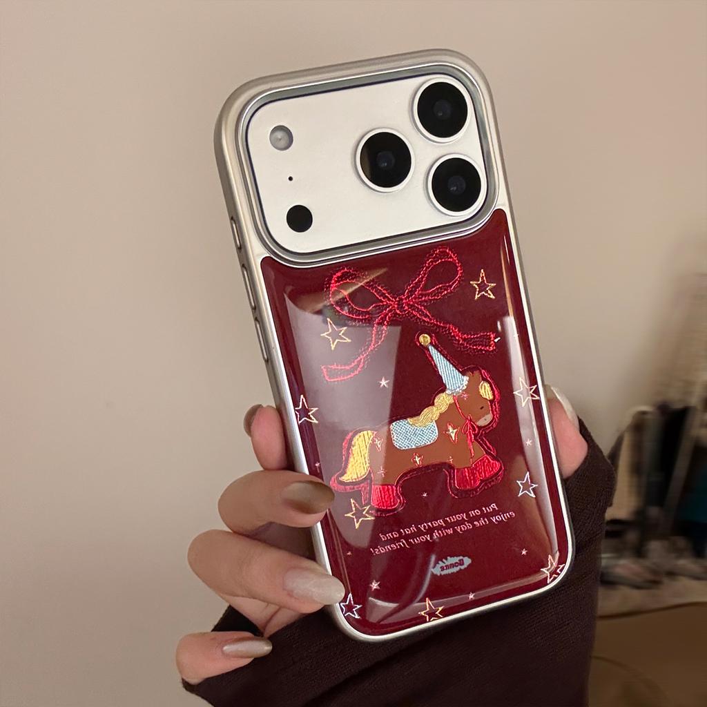 Позолоченный чехол для мобильного телефона Pony iPhone17promax 13 Праздничный красный 16 Apple 17 и другие модели