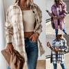Autumn and Winter Loose Casual Retro Plaid Long Sleeved Shirt Jacket for Women