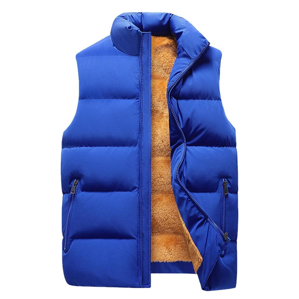 Men's Sleeveless Stand-up Collar Vest, Men's And Women's Fleece Warm Cotton-padded Jacket Vest