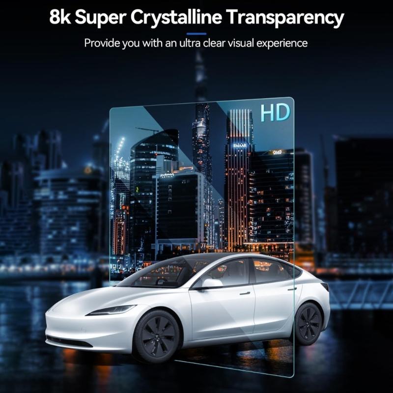 Высокопрозрачное закаленное стекло-защита для Model 3 2023-2025, задний дисплей 8 дюймов, ударопрочная пленка