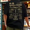 Мужская футболка A-10 Thunderbolt II Военный реактивный самолет Чертеж T-and kids футболка Свободный крой Авиационный энтузиаст Футболка с принтом Штурмовик Разрез