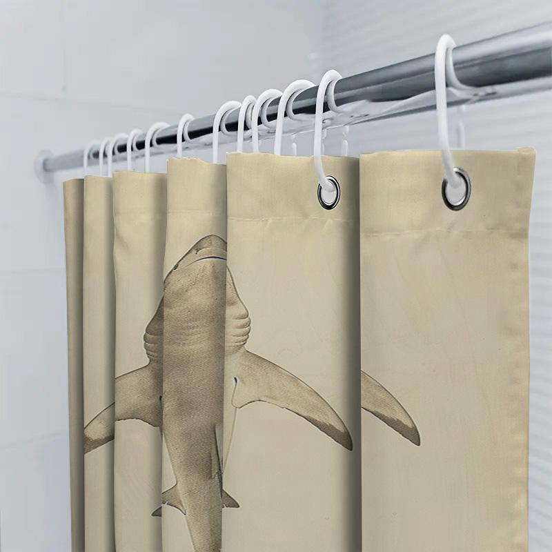 Винтажная шторка для ванной комнаты с акулами, водонепроницаемая, декор для дома, белая