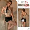 Sex private house sexy chest wrap backless passion uniform super short hip skirt perspective secretary suit