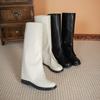 Мода 2024 года, модный бренд, классные высокие сапоги до колена, отличное качество, удобные для ходьбы, винтажные черные туфли без застежек, женские сапоги-брюки для женщин
