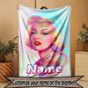Custom Name Personalized Marilyn Monroe Print Blanket, Home Decor, Bedroom, Sofa, Camping, Couch, Gifts for Birthday Christmas