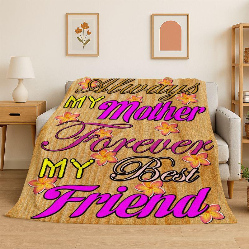 Gift Thanks To My Mom Mother Letter Present Flannel Blanket Soft Throw Blanket for Bedroom Living Room Bed Camping Picnic Nap