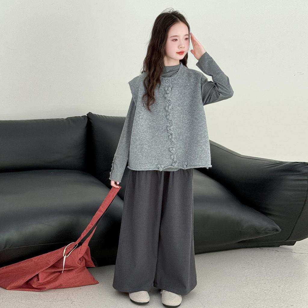 Девочки Корейский Стиль Комплект из Трех Вещей Осенняя Мода 2025 – Стильный Повседневный Наряд для Старших Девочек