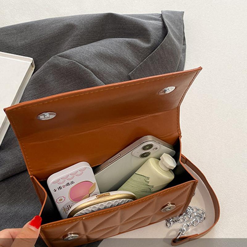 Однотонная сумка через плечо с цепочкой и клапаном, женские сумки, вышитые клетчатые сумки через плечо