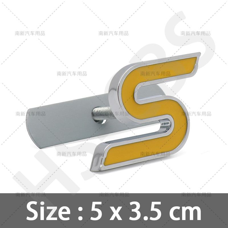 1Pcs 3D Metal S Logo Car Front Hood Grille Emblem KHSEF6 Badge Stickers For Fiesta Escort Mondeo Taurus Ecosport Kuga Edge Car Styling