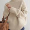 Autumn Winter Thick Cashmere Sweater Women High Neck Pullover Sweater Warm Loose Knitted Base Sweater Jacket