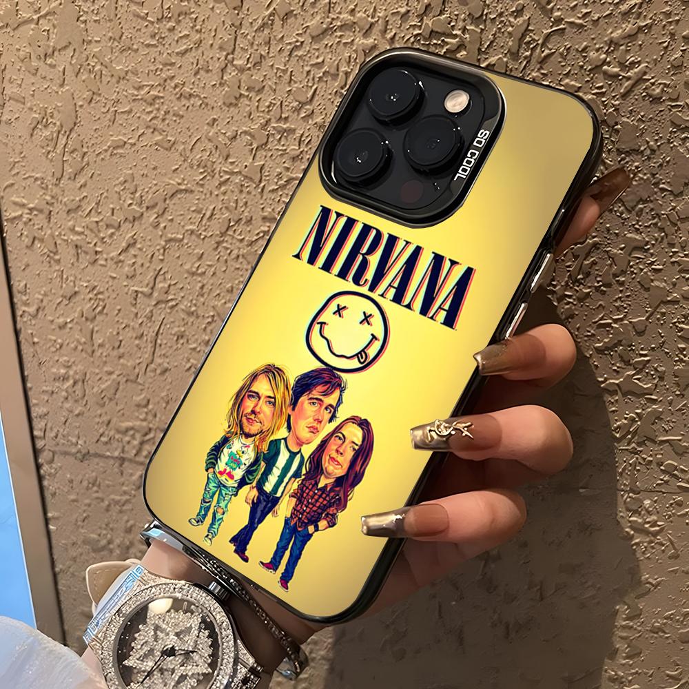 Модный чехол для телефона Fashing N-nirvanas Cool для 17 Pro Max IPhone 16 Pro Max 15 14 Plus 12 13 X XS Max 11 Цветной Серебристый Чехол
