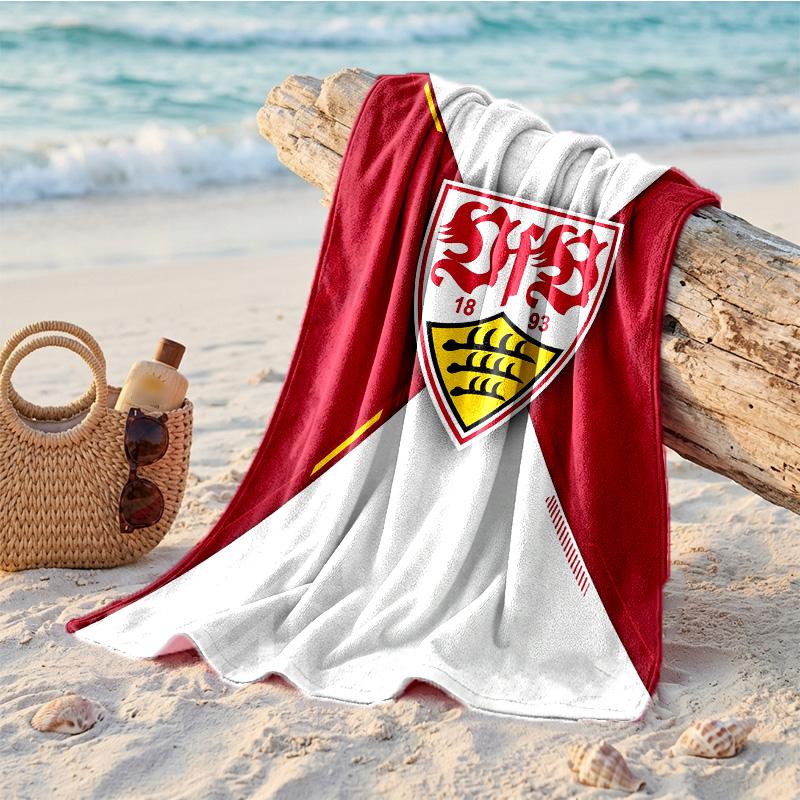 Пляжное полотенце в тематике VfB Stuttgart Мягкое Быстрое?Сухое полотенце для летнего пляжного отдыха и плавания