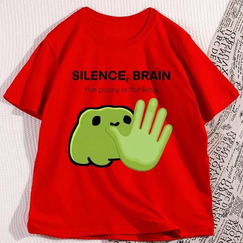 Summer Fashion Tee Silence Brain The Pussy Is Thinking Frog TShirt Unisex Women Casual Funny Graphic T Shirts Cotton Short Sleeve