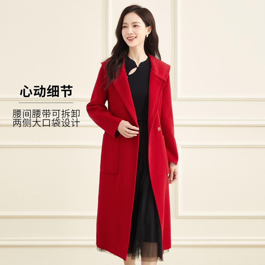 [Sheep Wool] Autumn/Winter Collar Double sided Knitted Long Women's Sweater Coat