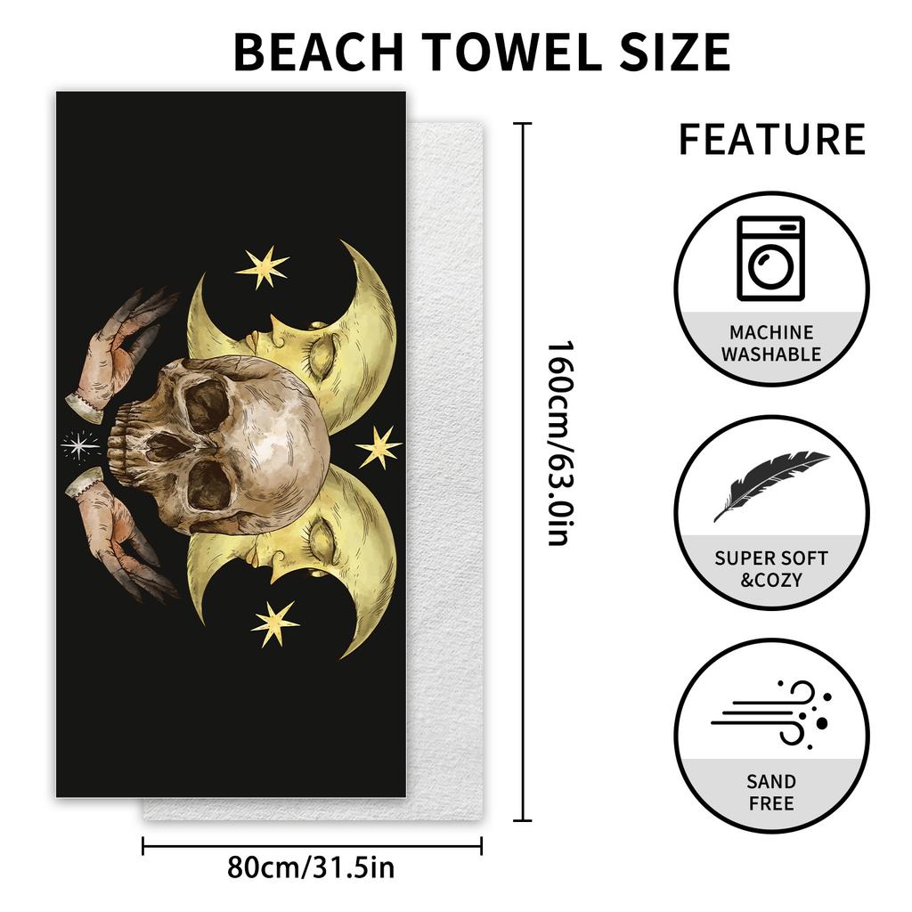 Quick-drying towel Strong absorbent double-sided velvet * skull head beach towel Printed bath towel Outdoor travel beach towel