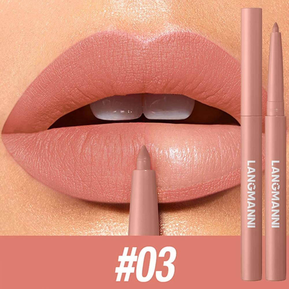 LANGMANNI Sexy Velvet Matte Lip Liner Pen Waterproof Silky Natural Contour Non-Stick Cup Makeup Lipstick Pencil Lasting Cosmetic