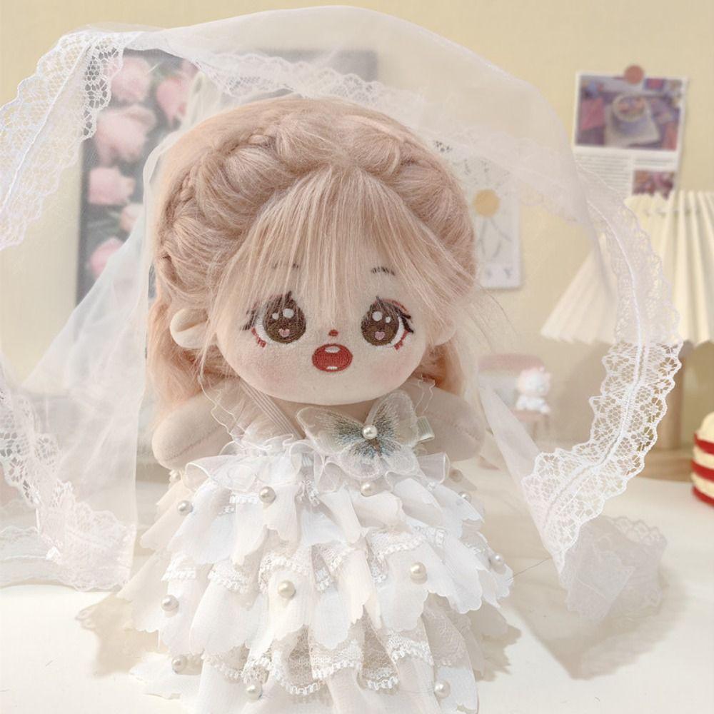 Wedding Dress Cotton Doll Outfit Dress 20cm Doll Flower Dress  DIY Keychain Pendant