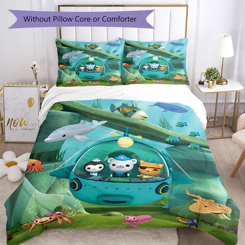 3pcs Octonauts Bedding Set Duvet Cover Closure Includes 1 Duvet Cover & 2 Pillowcases, Soft and Comfortable for All Seasons.