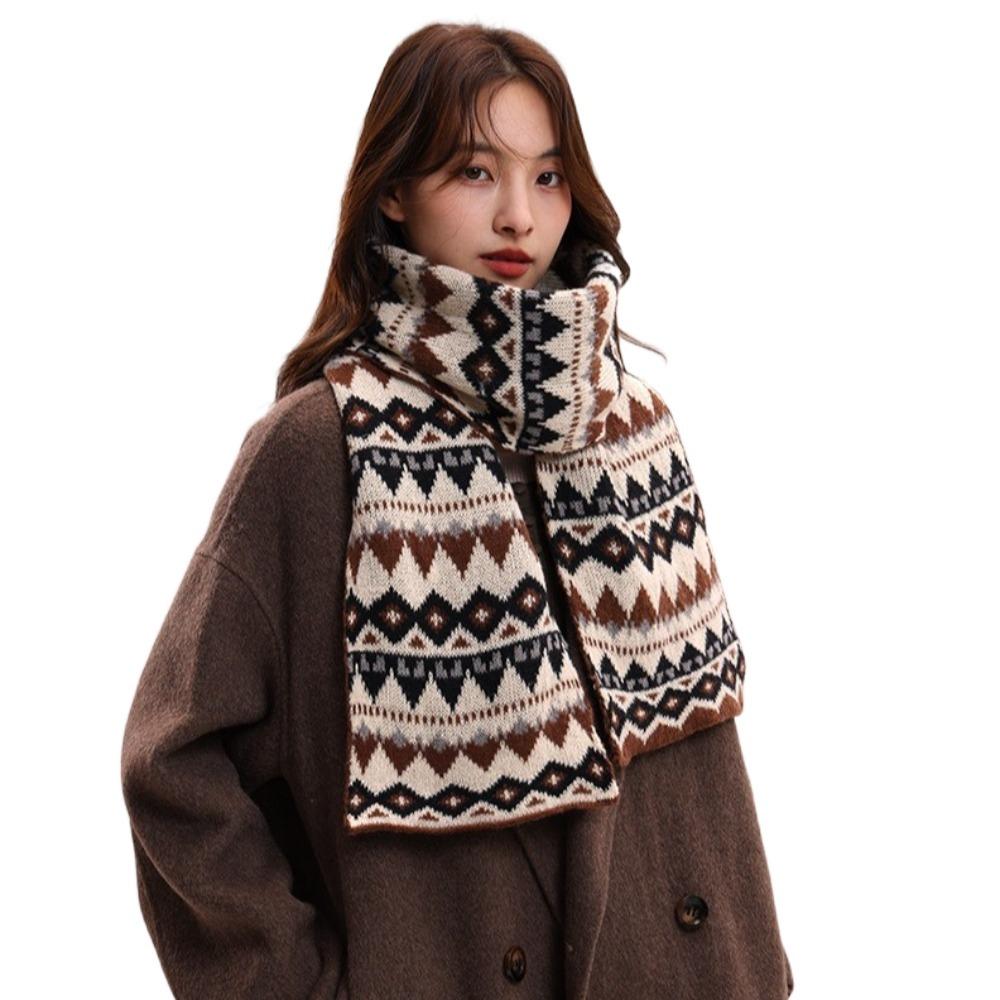 Korean Style Women Scarf Jacquard Woolen Neckerchiefs Fashion Winter Knitted Scarves Gifts