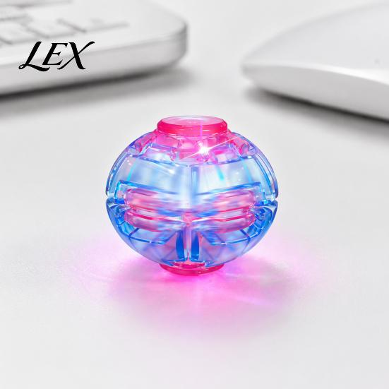 Portable Stress Reducers Press Fidget Spinner with LED Light, to Spin Transparent Ball for Quiet Desk Toys Anxiety Relief, Accessory Office,