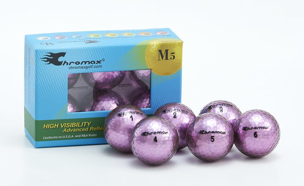 Цветные металлические мячи для гольфа Chromax M5 (6 упаковок) фиолетовый