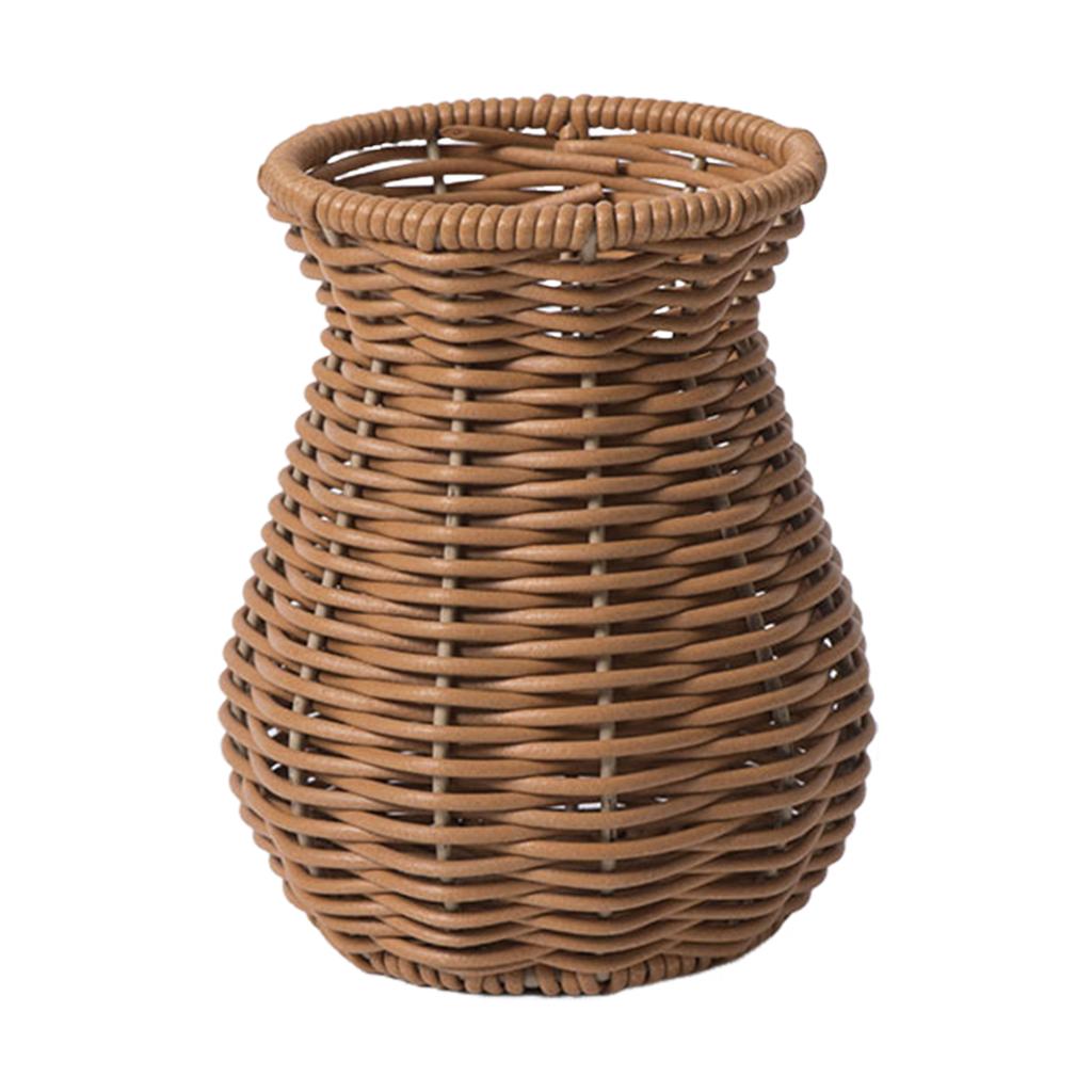 Handwoven Dried Flower Holder Rattan Effect Chic Flower Pot for Pampas Grass & Artificial Flowers