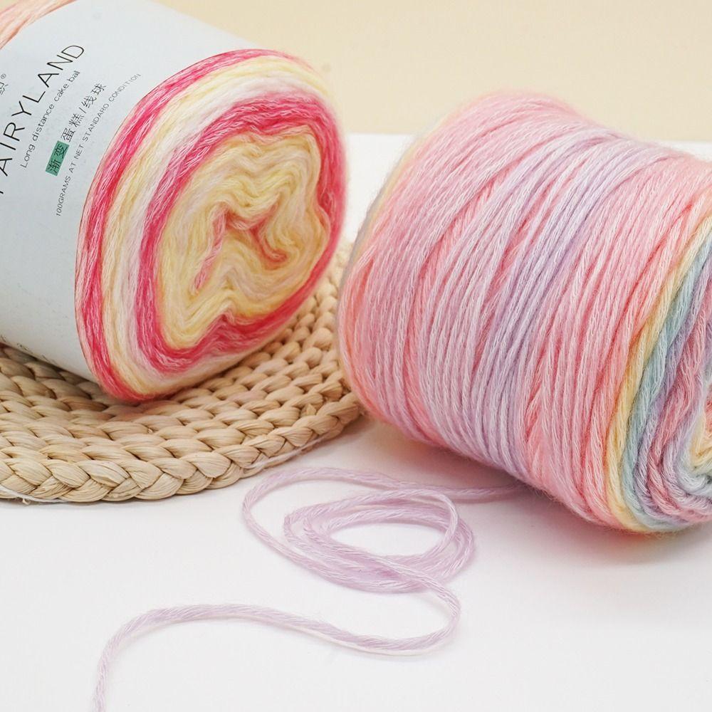 Hand-woven Rainbow Woollen Yarn 100g Multi-Color Yarn Fancy Blend Yarn Cake Yarn  Cushion
