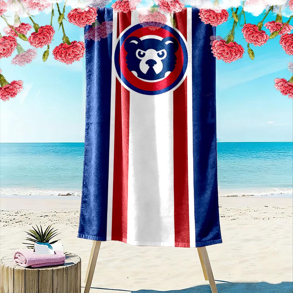 "Blue, Red, and White Bear Design" Patterned beach towel quick dry perfect for travel outdoor sports jogging the beach and swimming