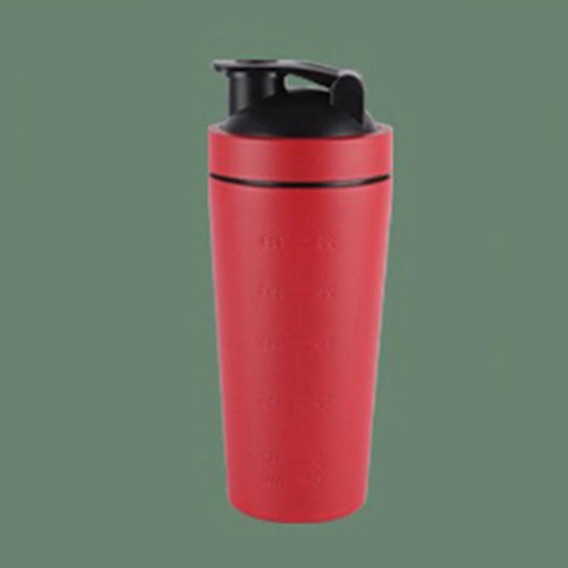 Бутылка-шейкер из нержавеющей стали, портативная чашка для шейкера протеинового порошка, спортивная кружка, герметичная, для фитнеса на открытом воздухе, чашка для сывороточных коктейлей со шкалой