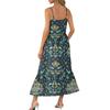 Women's Long Beach Casual Elegant Spaghetti Strap Maxi Dress Stitching Low-key Flowing Bohemian Dress