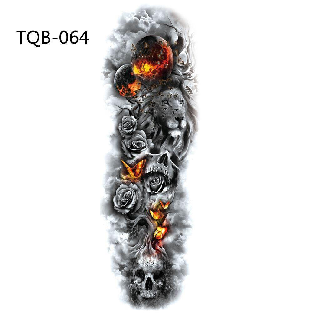 Fashion Fake Tattoos Waterproof  Tiger Eye Clock  Temporary Decal Large Leg Full Arm Tattoo Sticker