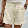 YYFS Women's Fashion Casual Solid Color Print Shorts