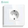 BSEED Single EU Socket Double Power Outlets Triple Electric Sockets Crystal Glass Wall Sockets White Black Gold Gray 16A