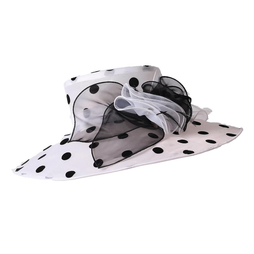 Women Church Hats Wide Brim Sun Derby Hat Organza Fascinators Kentucky Hats for Women Tea Party Wedding Hat