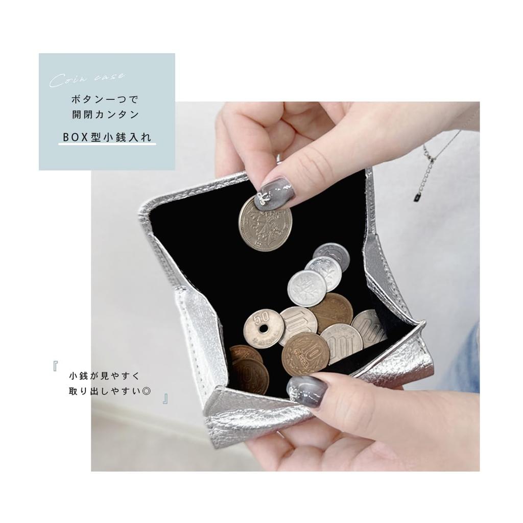 Genuine Leather Mini Wallet, Slim, Bifold, Compact, Coin Purse, Box-Shaped, Card Case, Palm-Sized, for Men and Women (Turquoise)