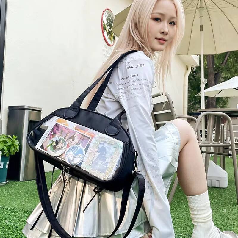 New Y2k Ballet Ribbon Bow Ita Shoulder Bag Cute Sweet Girl Transparent Small Crossbody Bag DIY Handbags Outdoor Purses Tote Bags