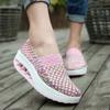Fashion Zapatos De Mujer Sneakers Women's Mixed Color Woven Wedge Rocking Shoes Lightweight Non-slip Breathable Loafers Chaussure Femmes