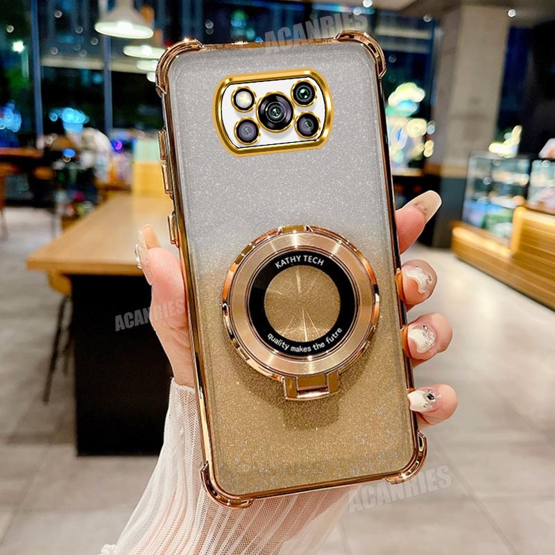 Pocox3pro Роскошный чехол-держатель с покрытием для Xiaomi Mi Poco X3 Pro X3pro Pocox3 Nfc противоударный защитный силиконовый чехол-подставка Poko X 3